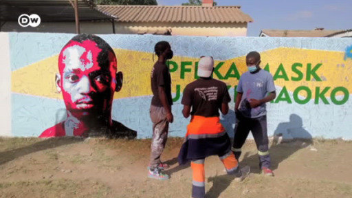 Use tapabocas: arte callejero en Zimbabue