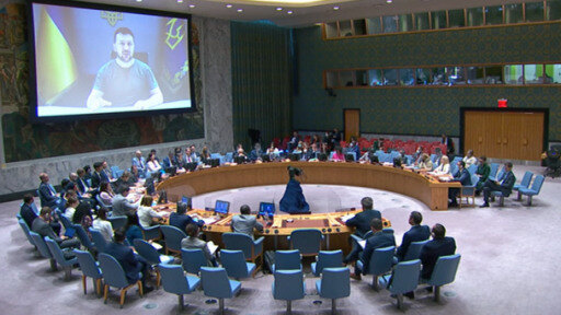 Ukraine's President addressed the UN Security Council after a Russian missile struck a shopping mall.